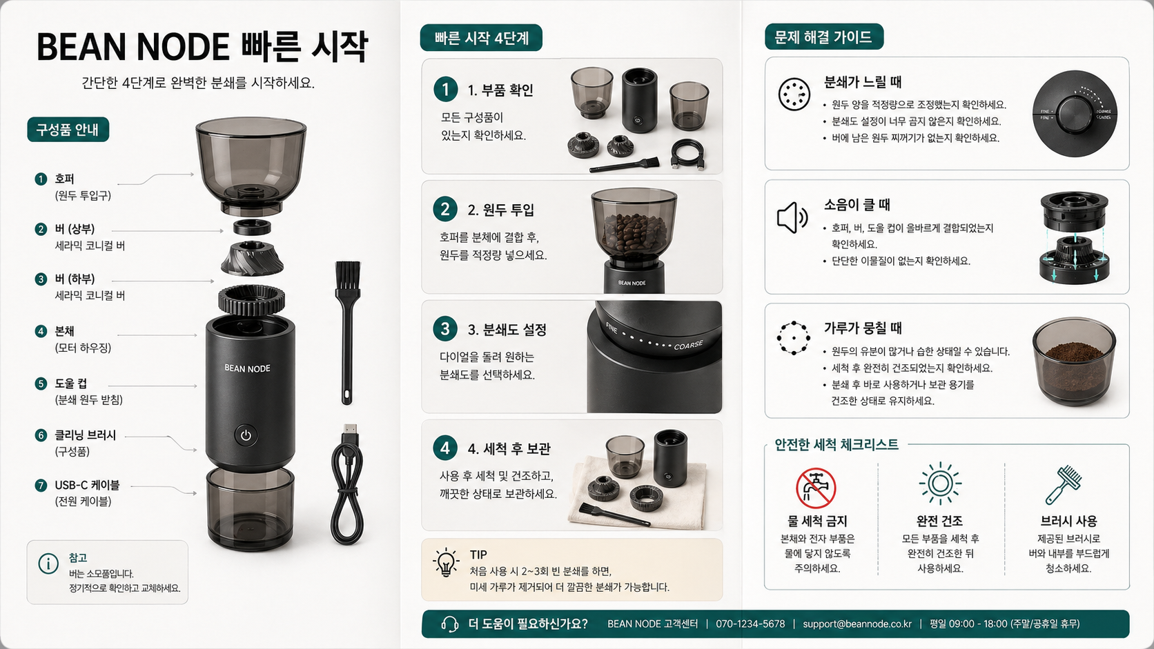 BEAN NODE 커피 그라인더 빠른 시작 가이드 테스트 결과 B