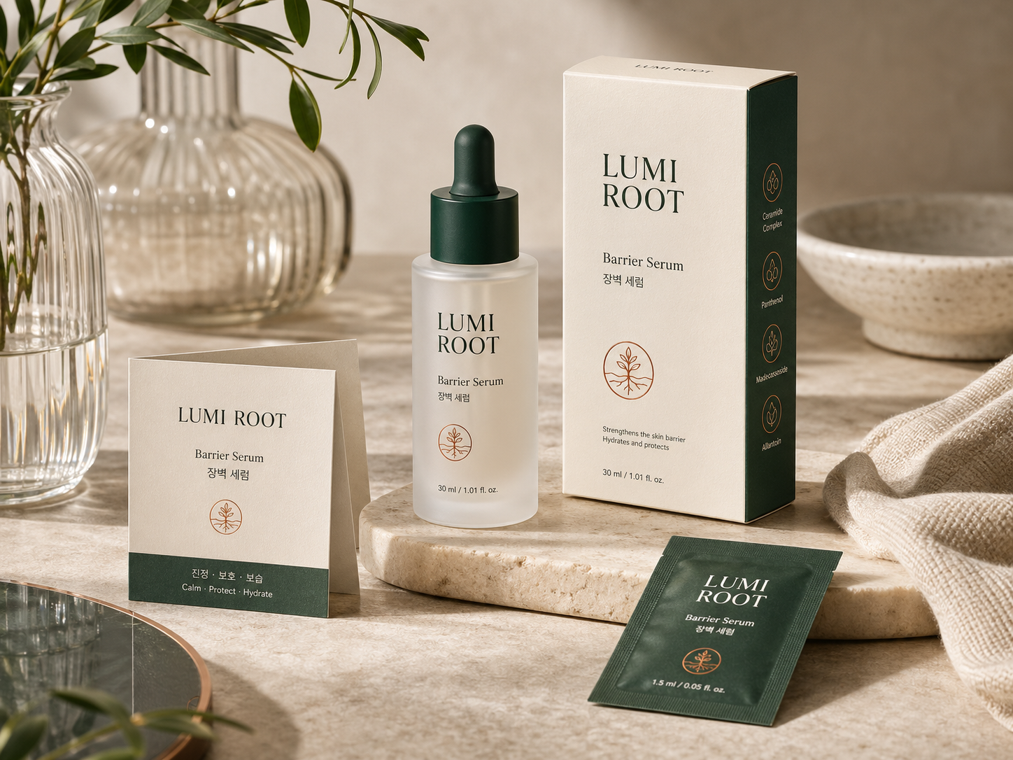 LUMI ROOT 스킨케어 제품 목업 테스트 결과 A